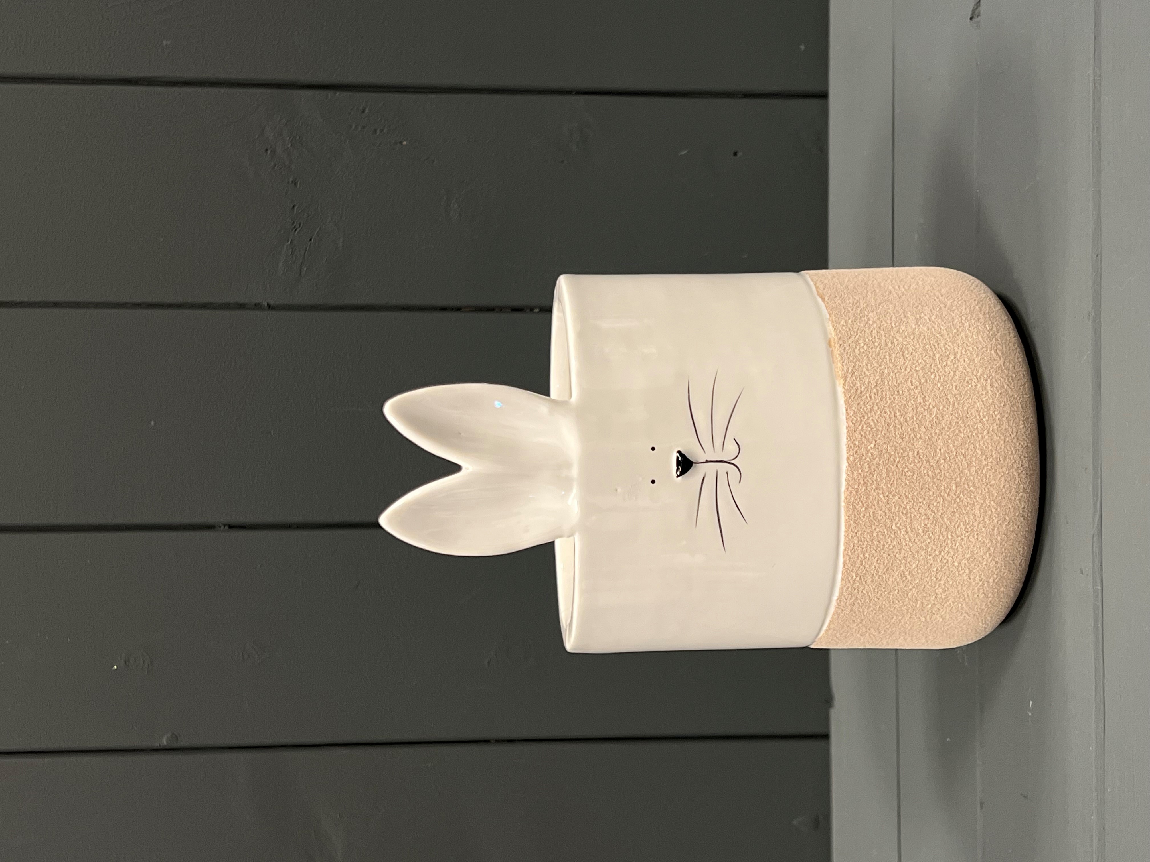Medium White Ceramic Rabbit Pot  detail page